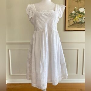 VINEYARD VINES Ruffle Sleeve Cover-Up Dress White lightweight cotton sz Small